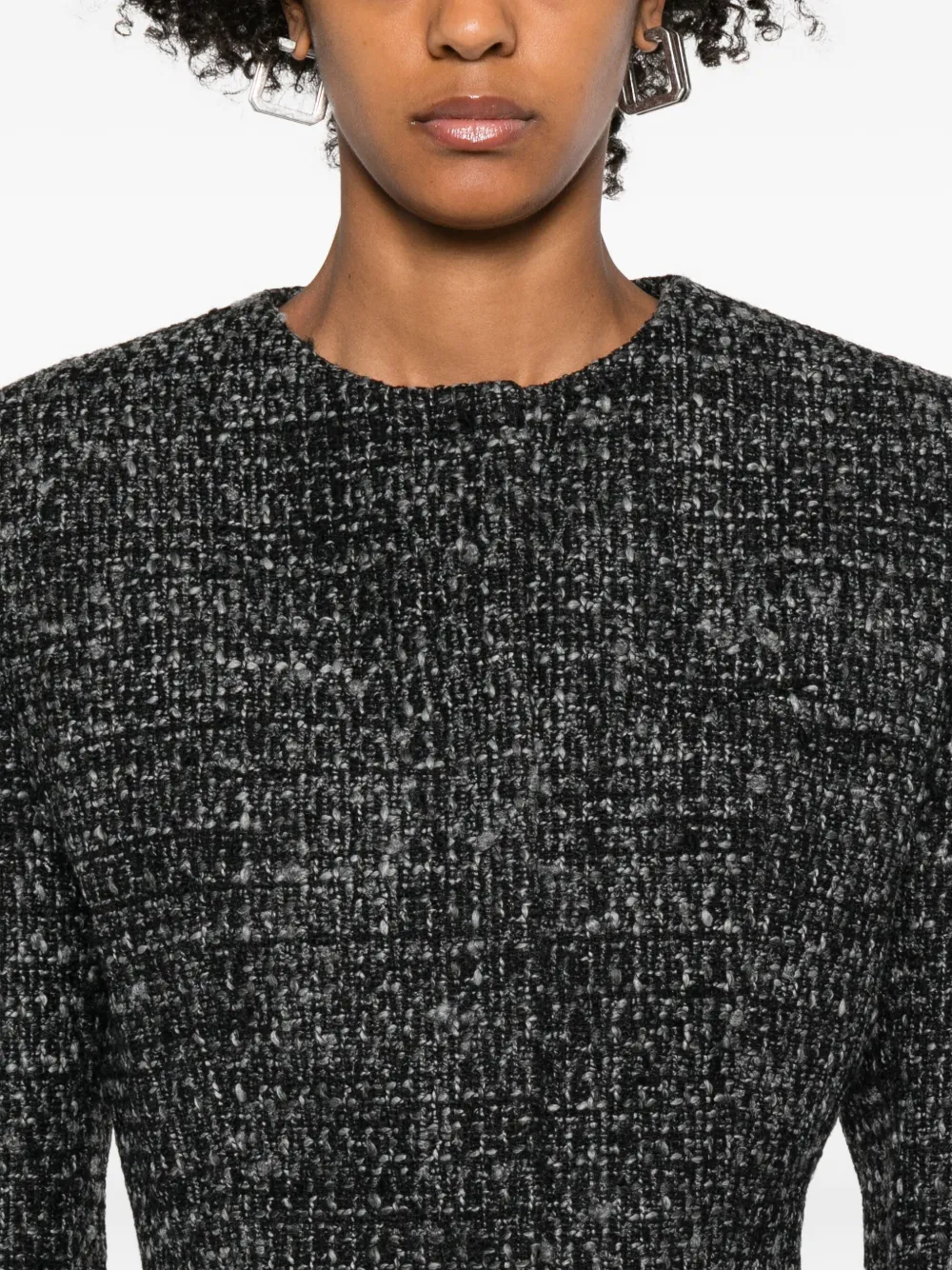 Diesel Cropped Tweed Jacket Long Sleeves In Black