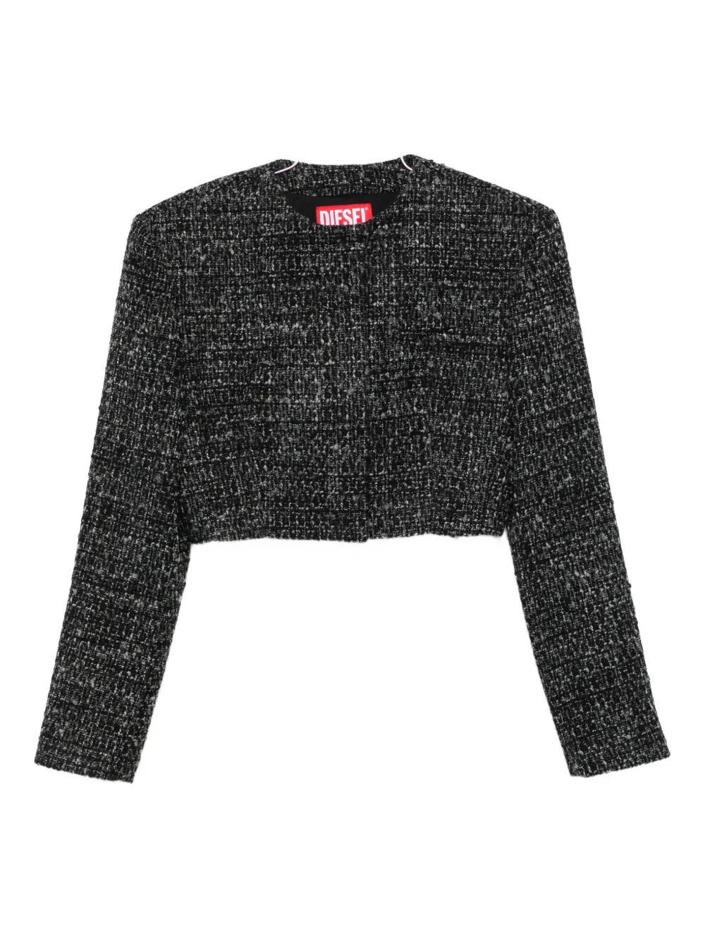 Diesel Cropped Tweed Jacket Long Sleeves In Black