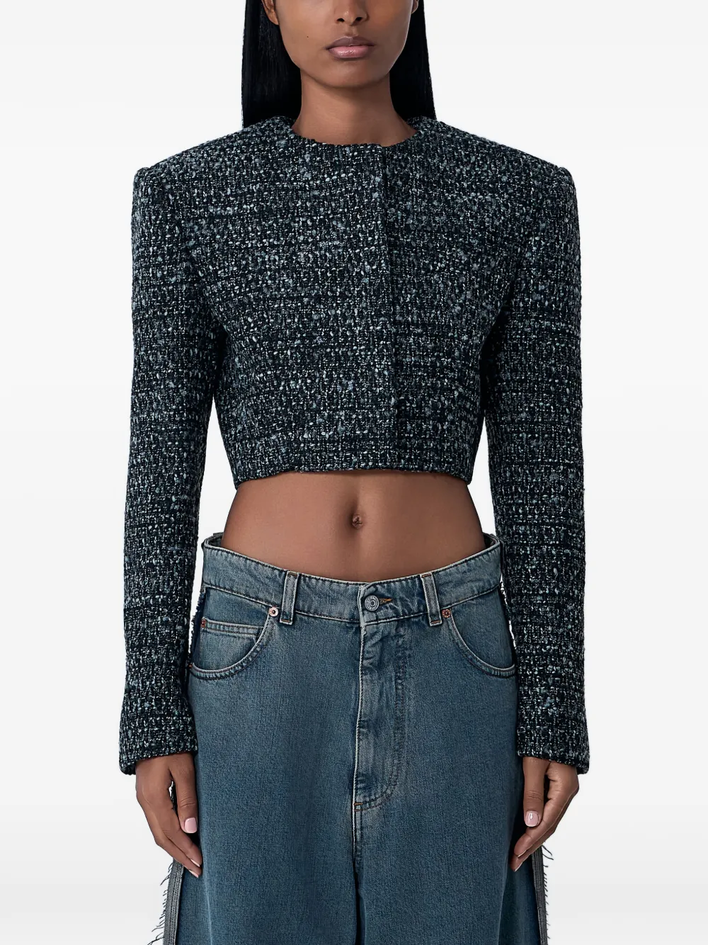 Diesel G-Crop-G tweed cropped jacket - Nero