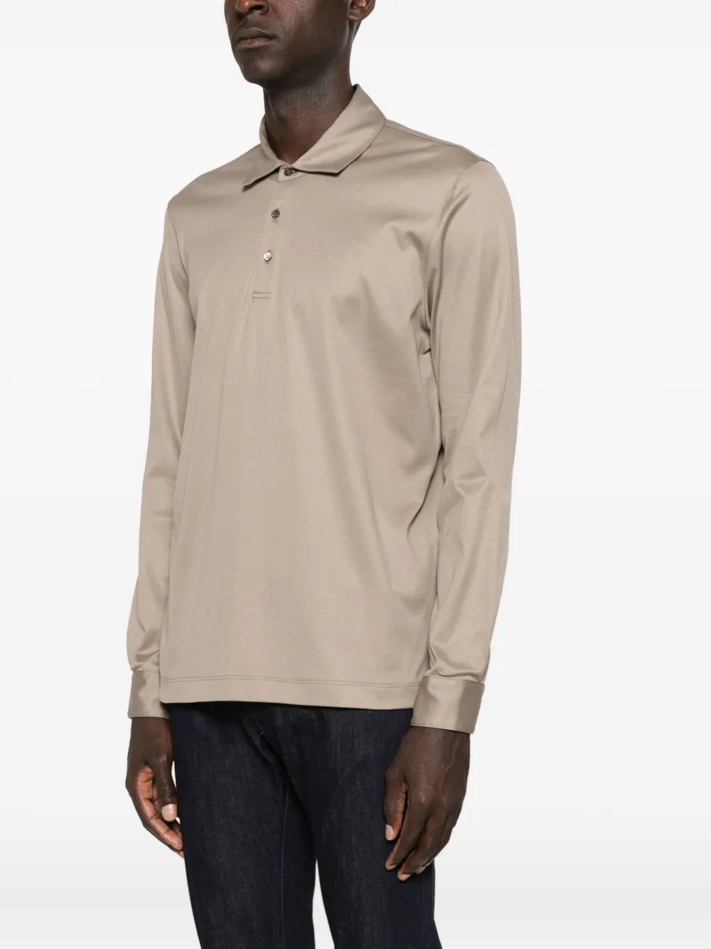 Corneliani Long-sleeve Polo Shirt In Neutral