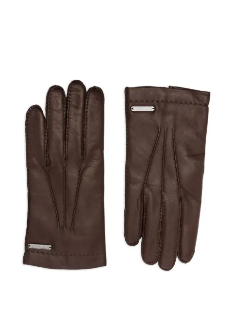 Corneliani leather stitched gloves