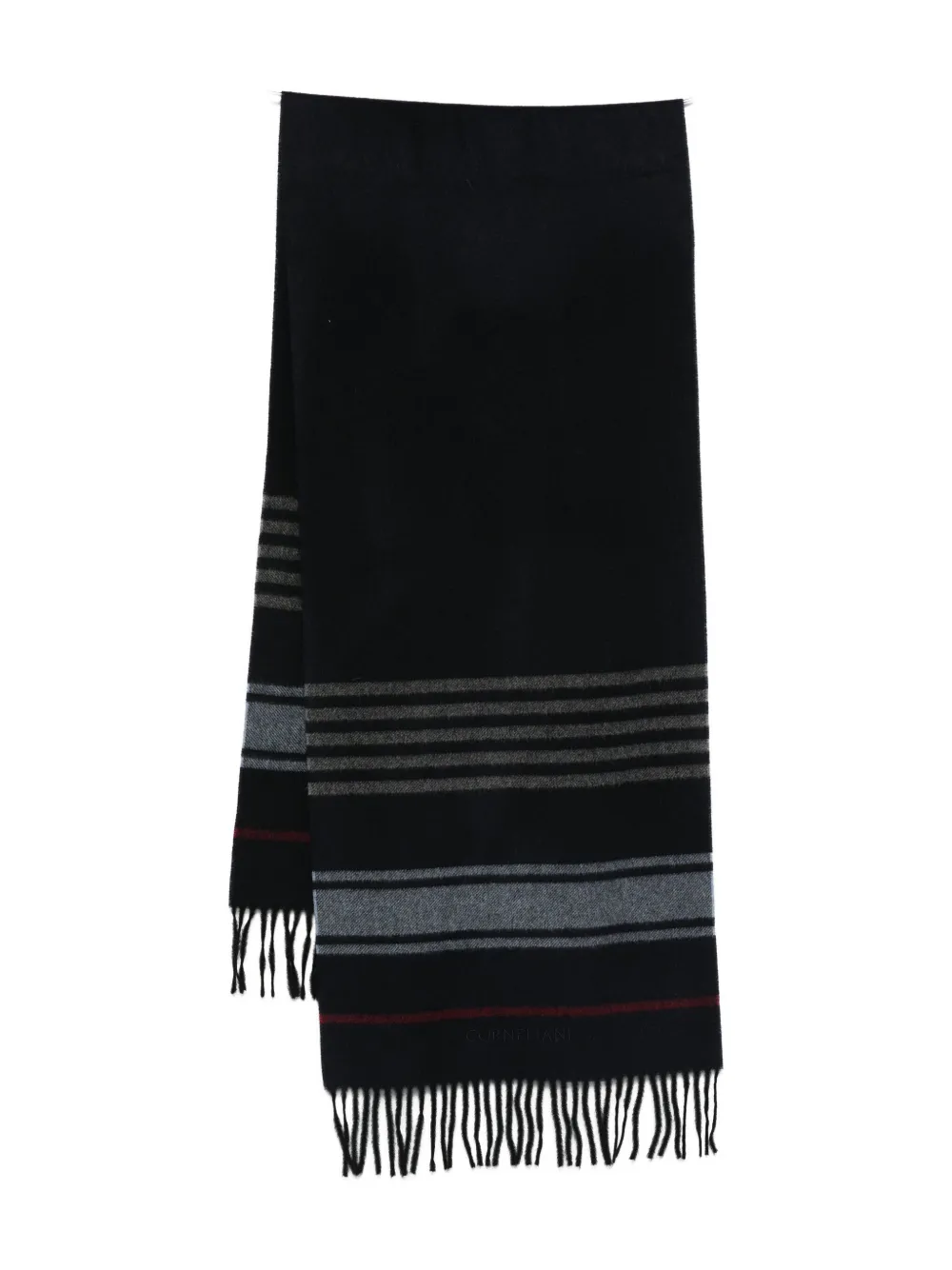 Corneliani striped fringed scarf - Nero