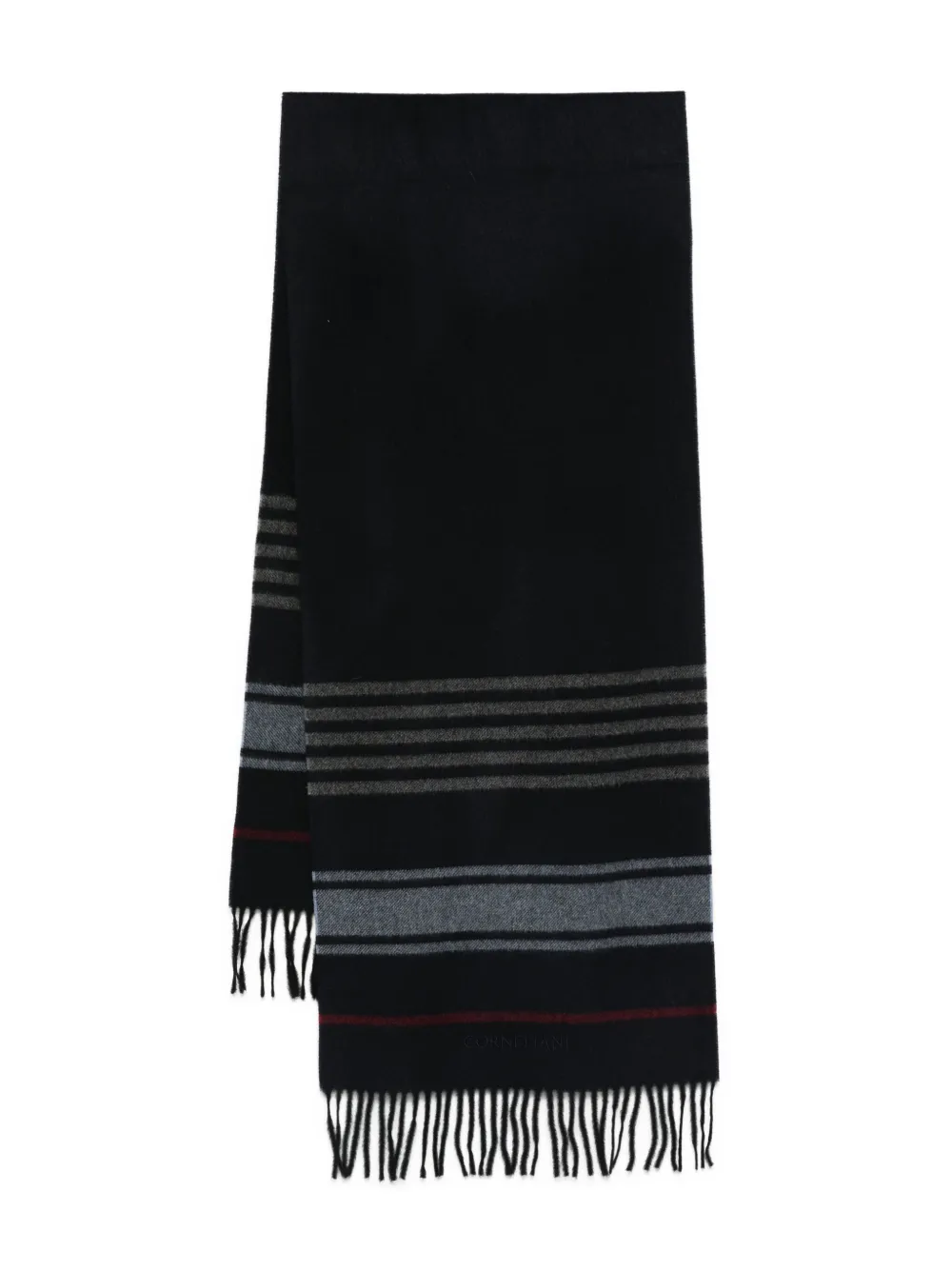 Corneliani striped fringed scarf | Black | Image 1
