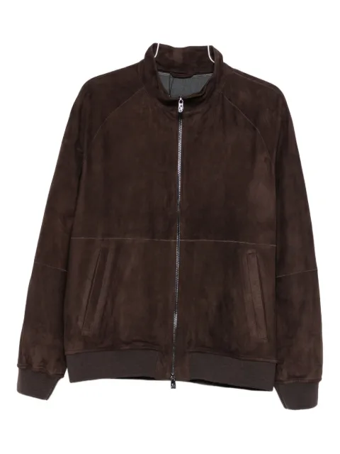 Corneliani zip-front suede leather jacket