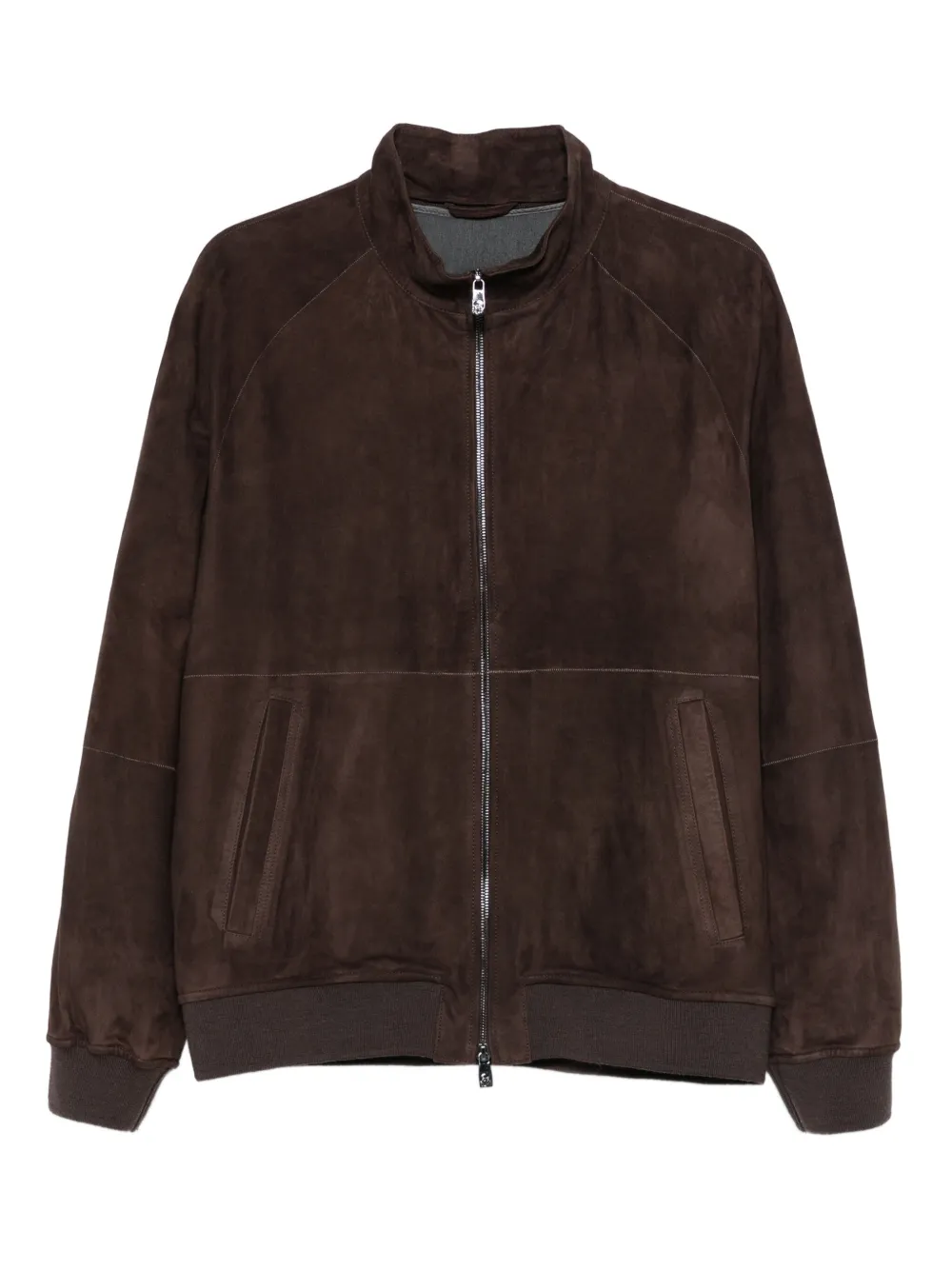 Corneliani zip-front suede leather jacket | Brown | Image 1