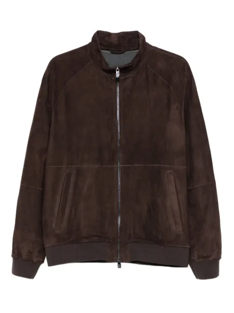 Corneliani zip-front suede leather jacket