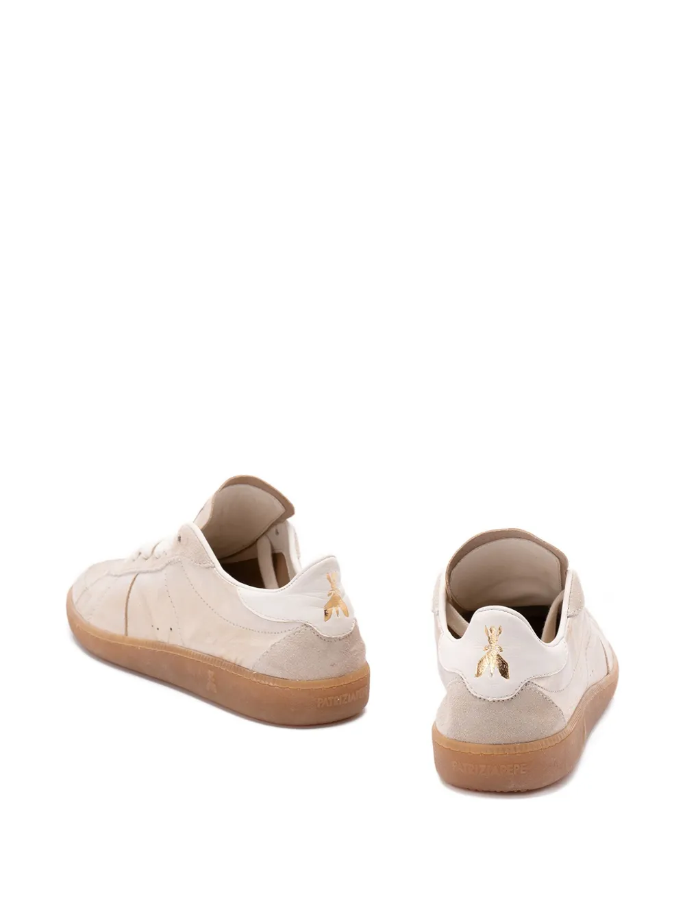 Patrizia Pepe Skin metallic-leather sneakers - Beige