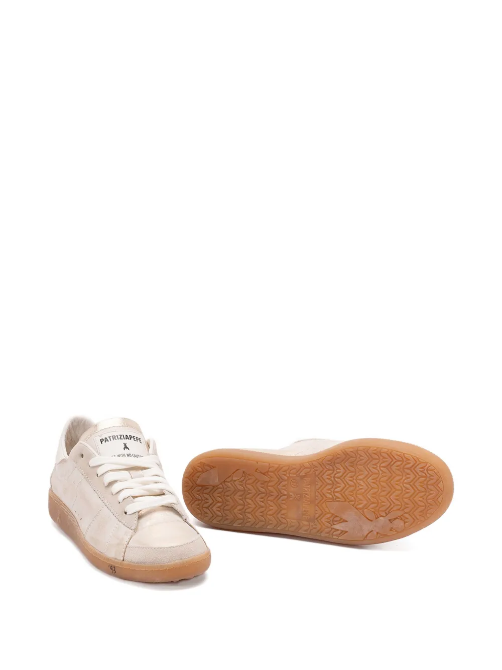 Patrizia Pepe Skin metallic-leather sneakers Neutrals
