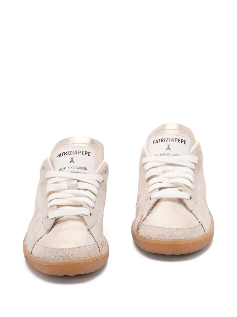 Patrizia Pepe Skin metallic-leather sneakers Neutrals