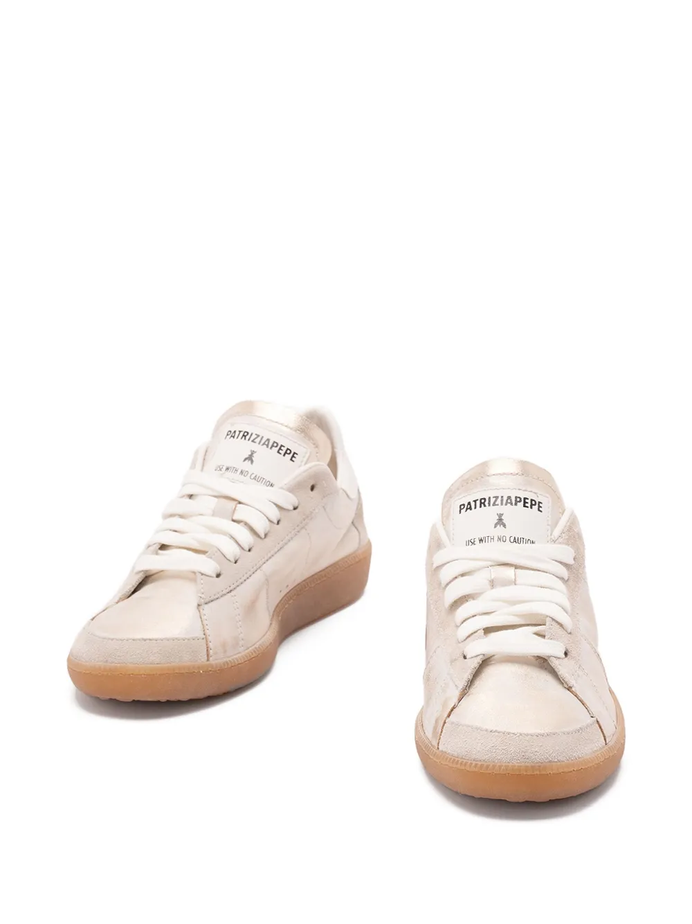 Patrizia Pepe Skin metallic-leather sneakers Neutrals