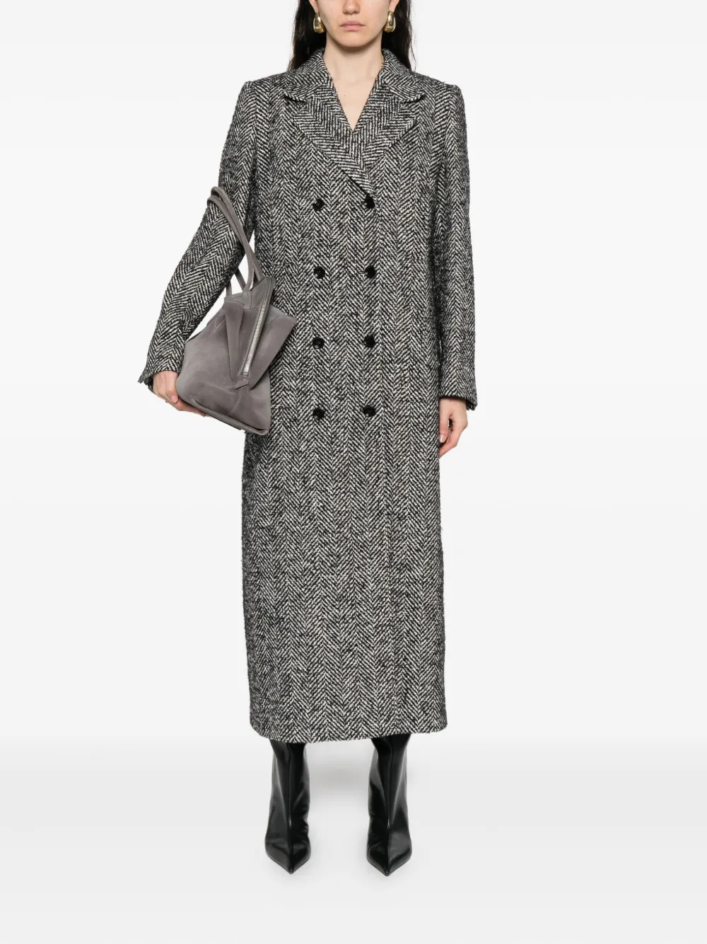 Dolce & Gabbana herringbone double-breasted coat Grijs