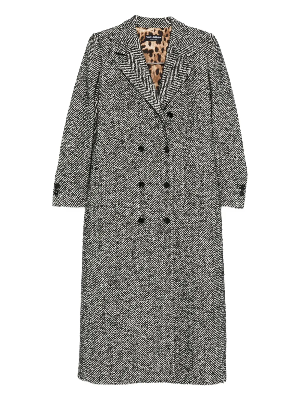 Dolce & Gabbana herringbone double-breasted coat Grijs