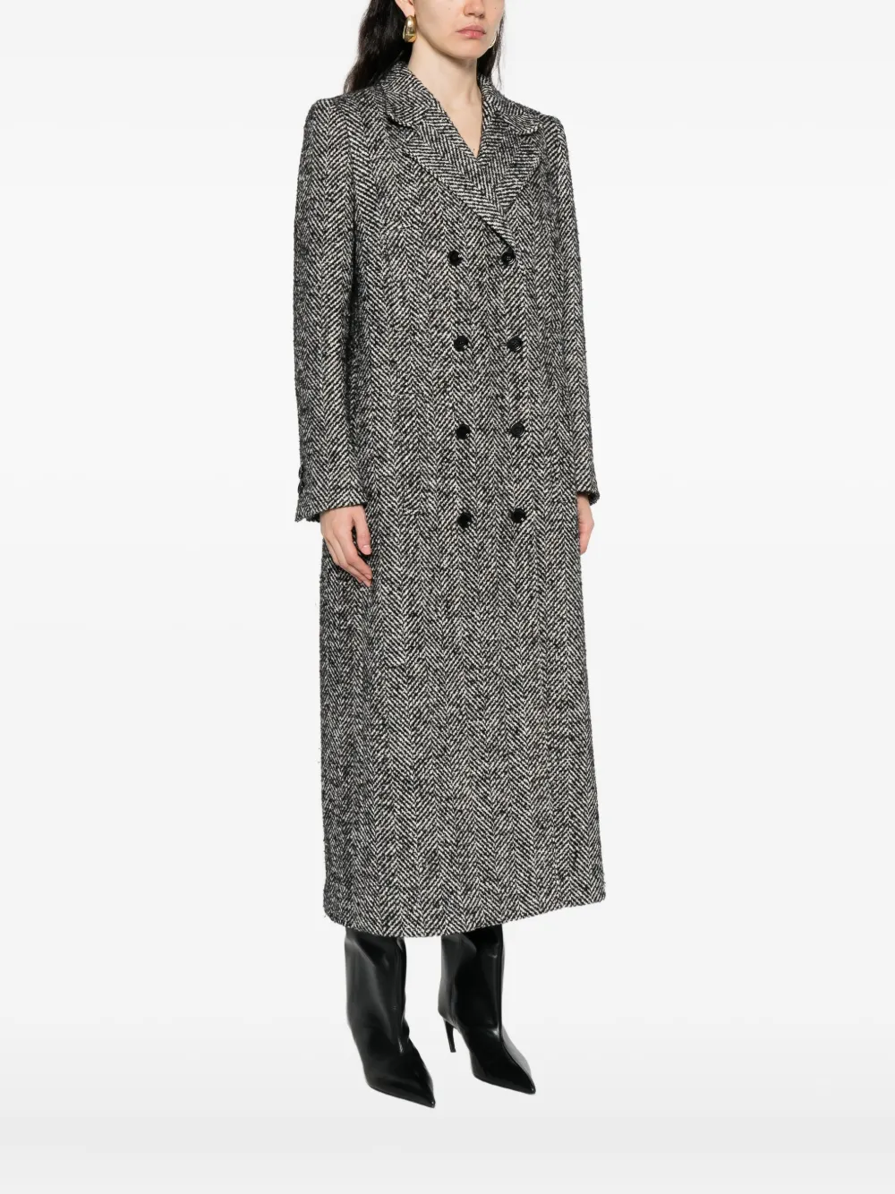 Dolce & Gabbana herringbone double-breasted coat Grijs