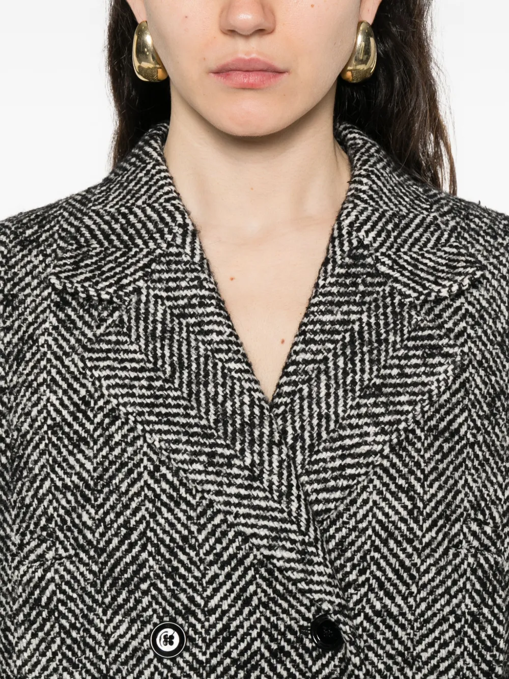 Dolce & Gabbana herringbone double-breasted coat Grijs