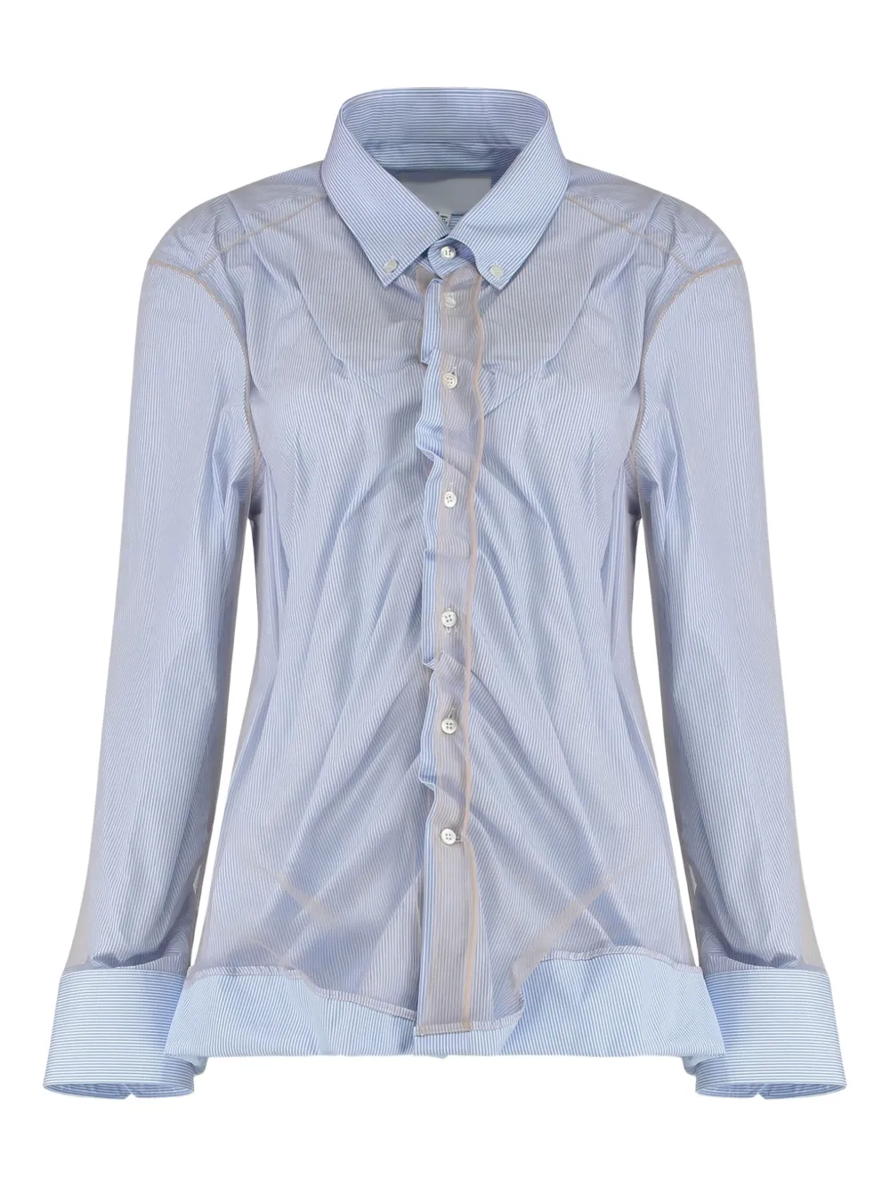 Maison Margiela striped gathered shirt - Blu