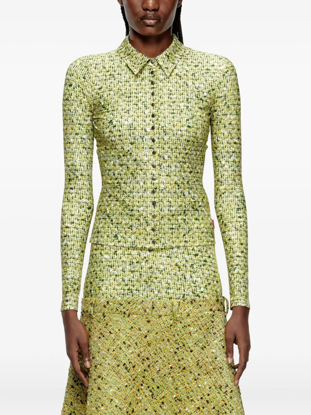  Diesel Long-sleeve Patterned Top - Green 