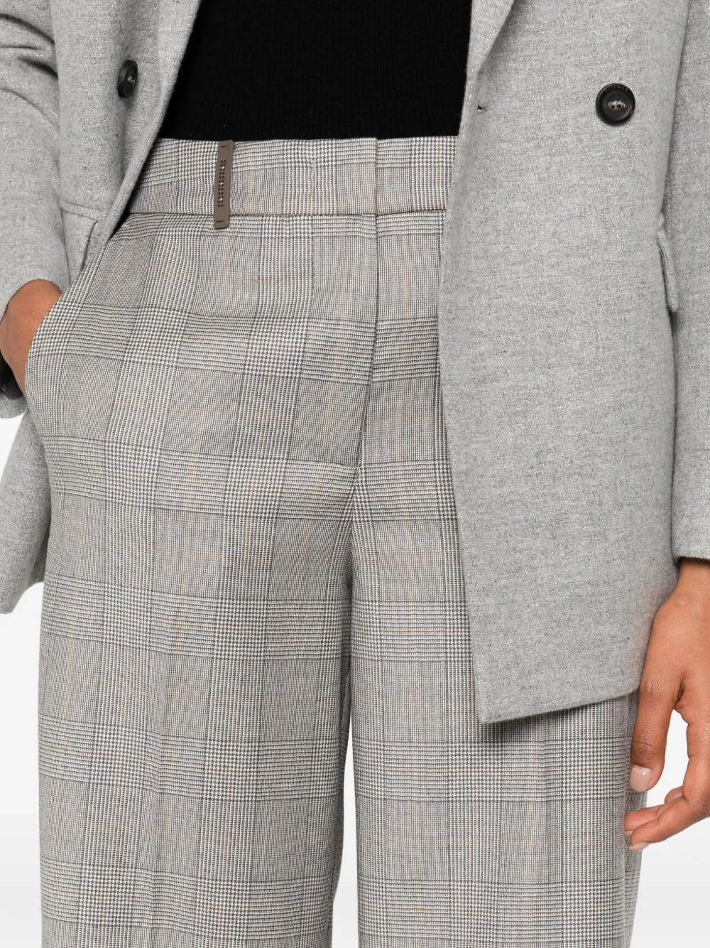 Peserico checked straight-leg trousers Grijs