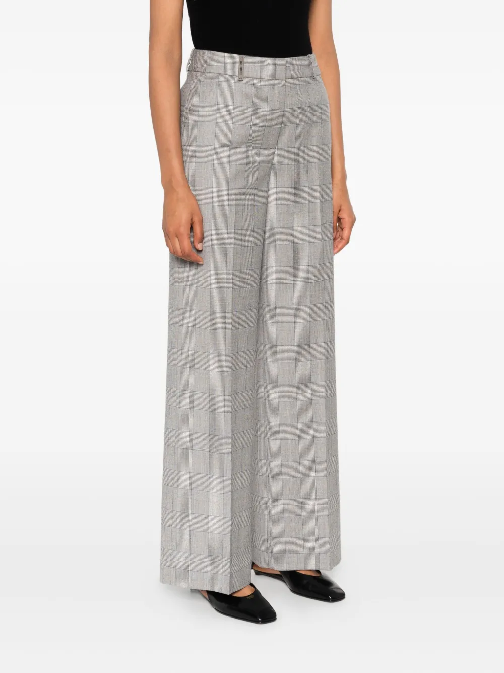 Peserico checked straight-leg trousers Grijs