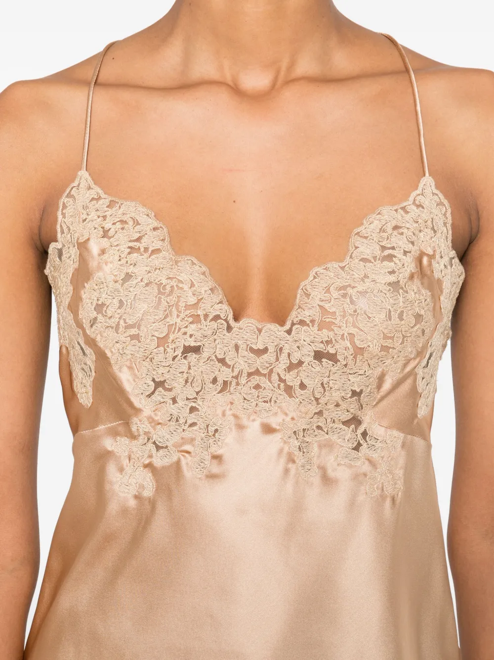 Ermanno Scervino Lace-trimmed Silk Top In Black