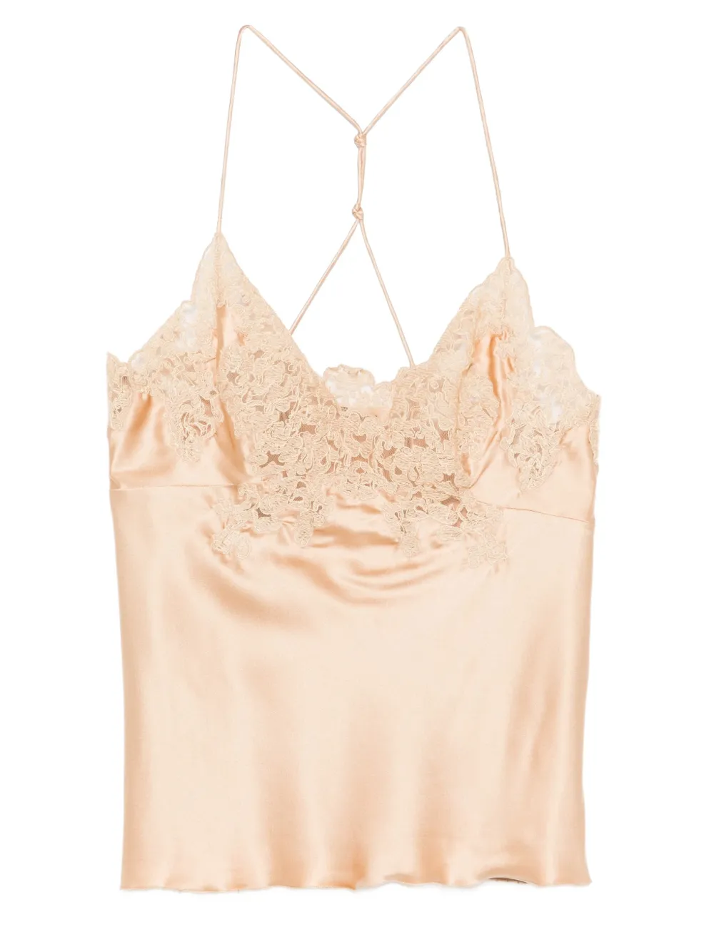 Ermanno Scervino lace-trimmed silk top | Neutrals | Image 1
