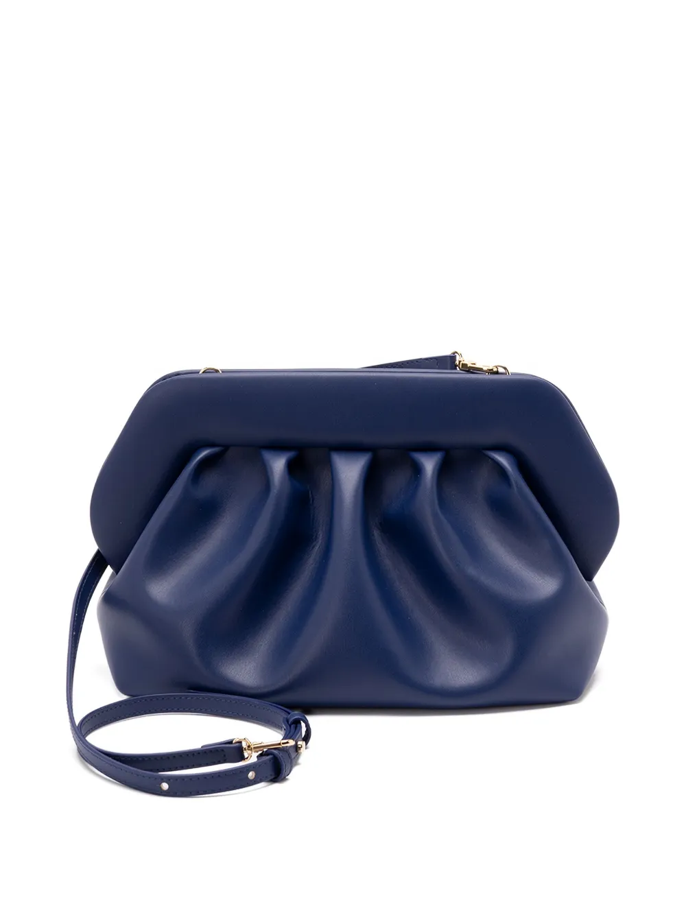 Themoirè pleated-frame clutch bag - Blauw