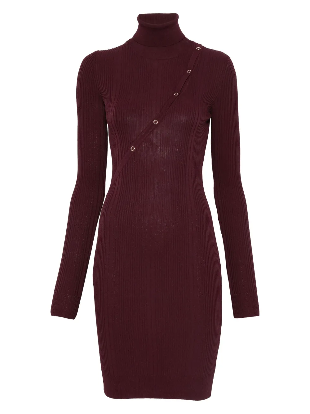 Patrizia Pepe ribbed turtleneck mini dress Rood