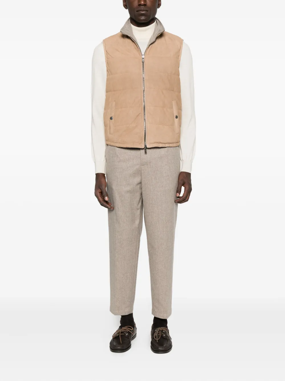 Barba quilted suede gilet | Waistcoats & Gilets | Image 2