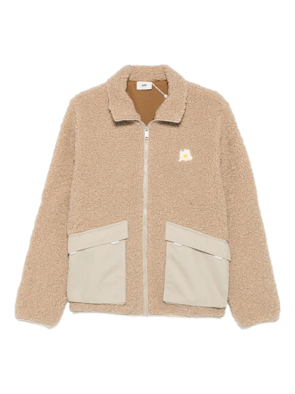 Autry Daisy-embroidered Fleece Jacket In Brown