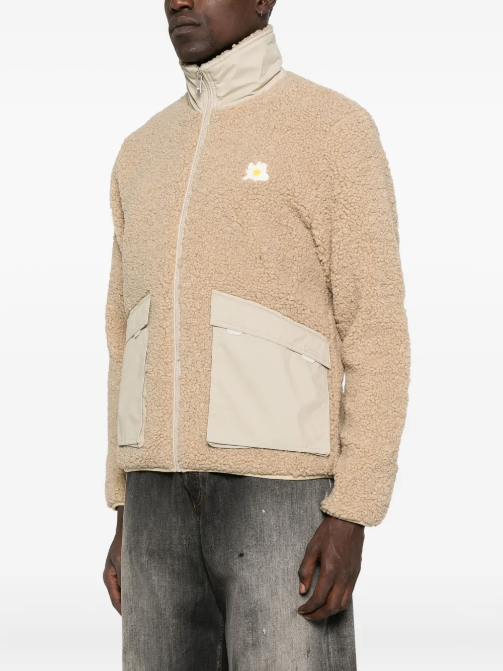 Autry Daisy-embroidered Fleece Jacket In Brown
