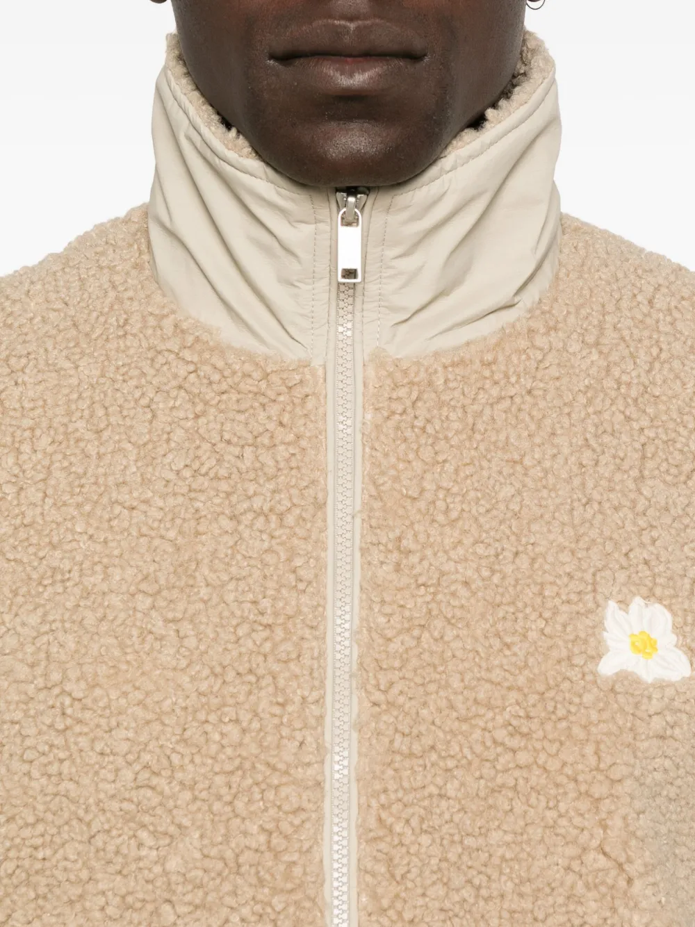Autry Daisy-embroidered Fleece Jacket In Brown