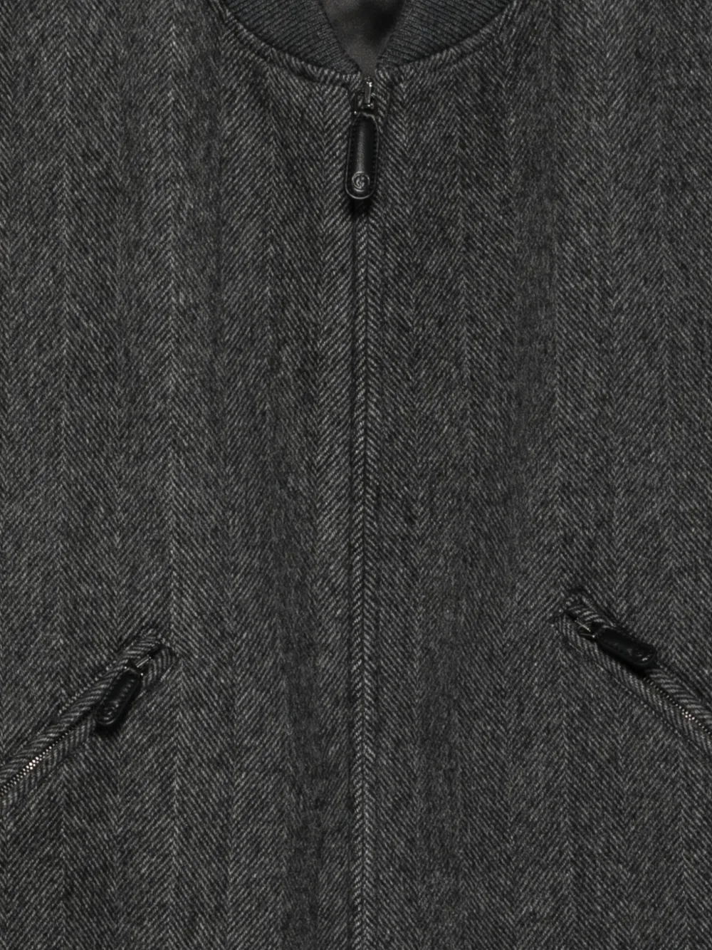 Giorgio Armani Bomberjack met visgraatpatroon en rits Grijs