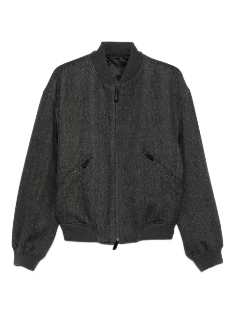 Giorgio Armani herringbone zip-front bomber jacket