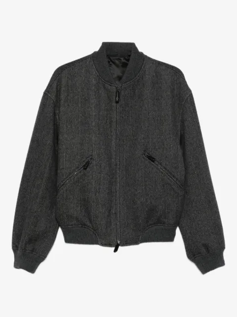 Giorgio Armani herringbone zip-front bomber jacket
