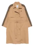 adidas three-stripe belted trench coat - Brown