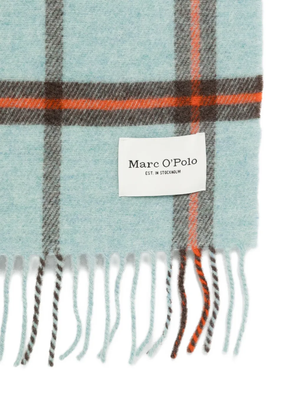 Marc O'polo Check-print Fringed Scarf In Blue