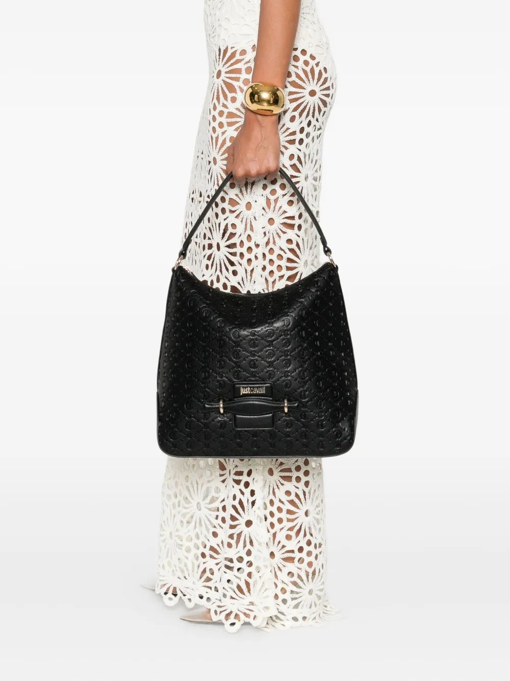 Just Cavalli embossed-logo tote bag - Zwart