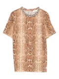 ZIMMERMANN embellished snake-print T-shirt - Neutrals