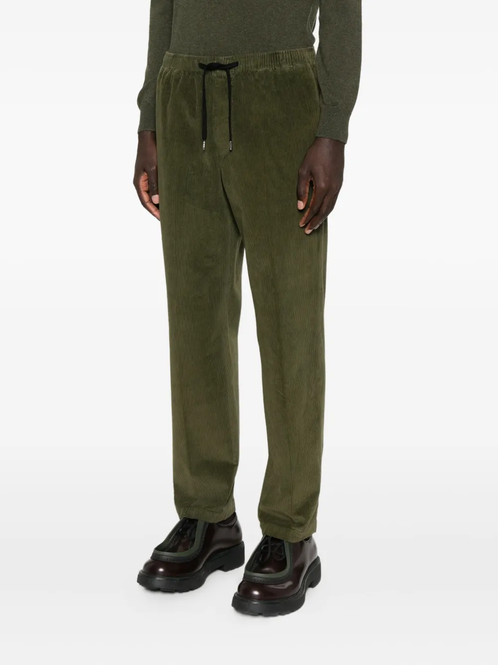 Cellar Door Drawstring Corduroy Trousers In Green