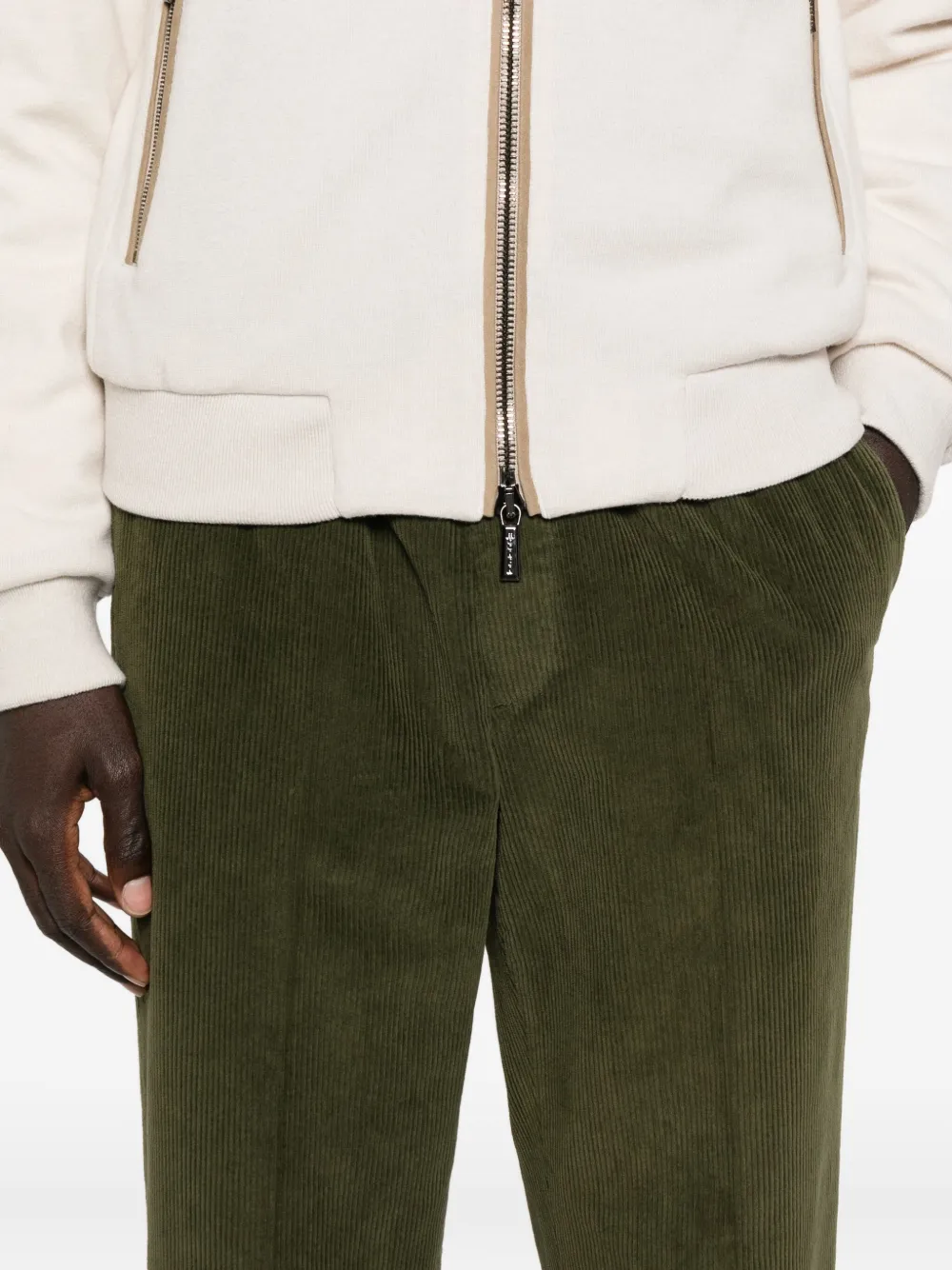 Cellar Door Drawstring Corduroy Trousers In Green