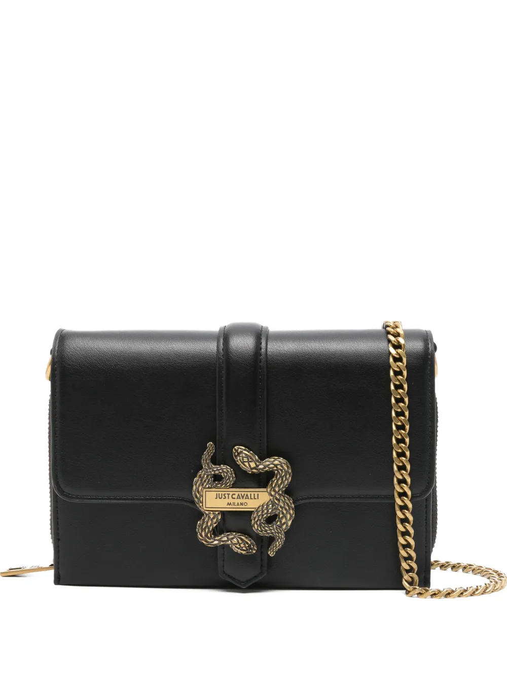 Just Cavalli スネークバックル ショルダーバッグ - ブラック Just Cavalli スネークバックル ショルダーバッグ - ブラック