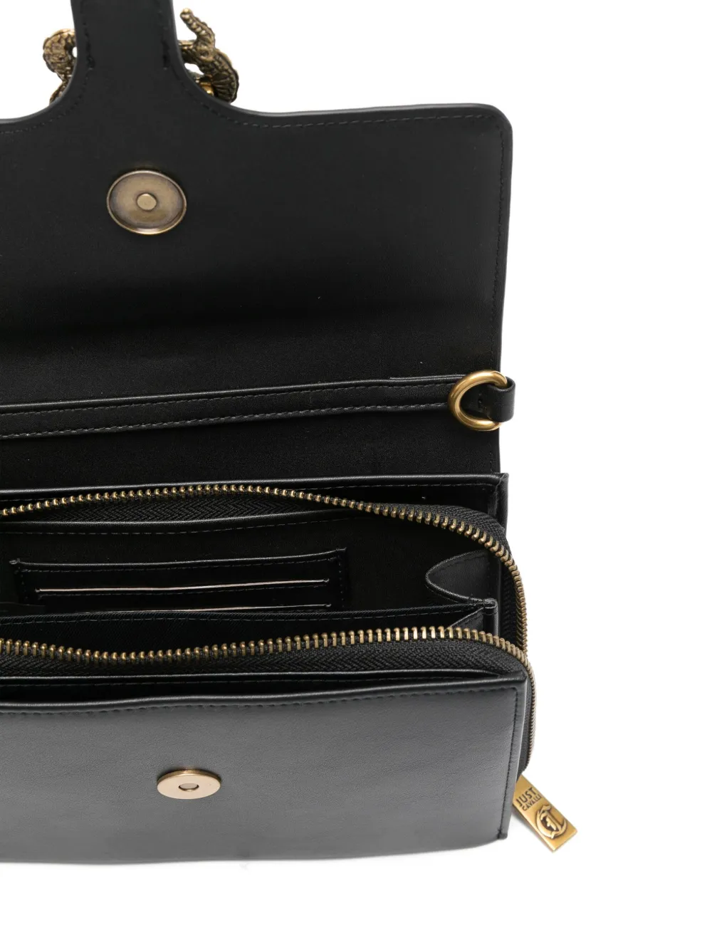 Just Cavalli Kleine crossbodytas met slangengesp Zwart