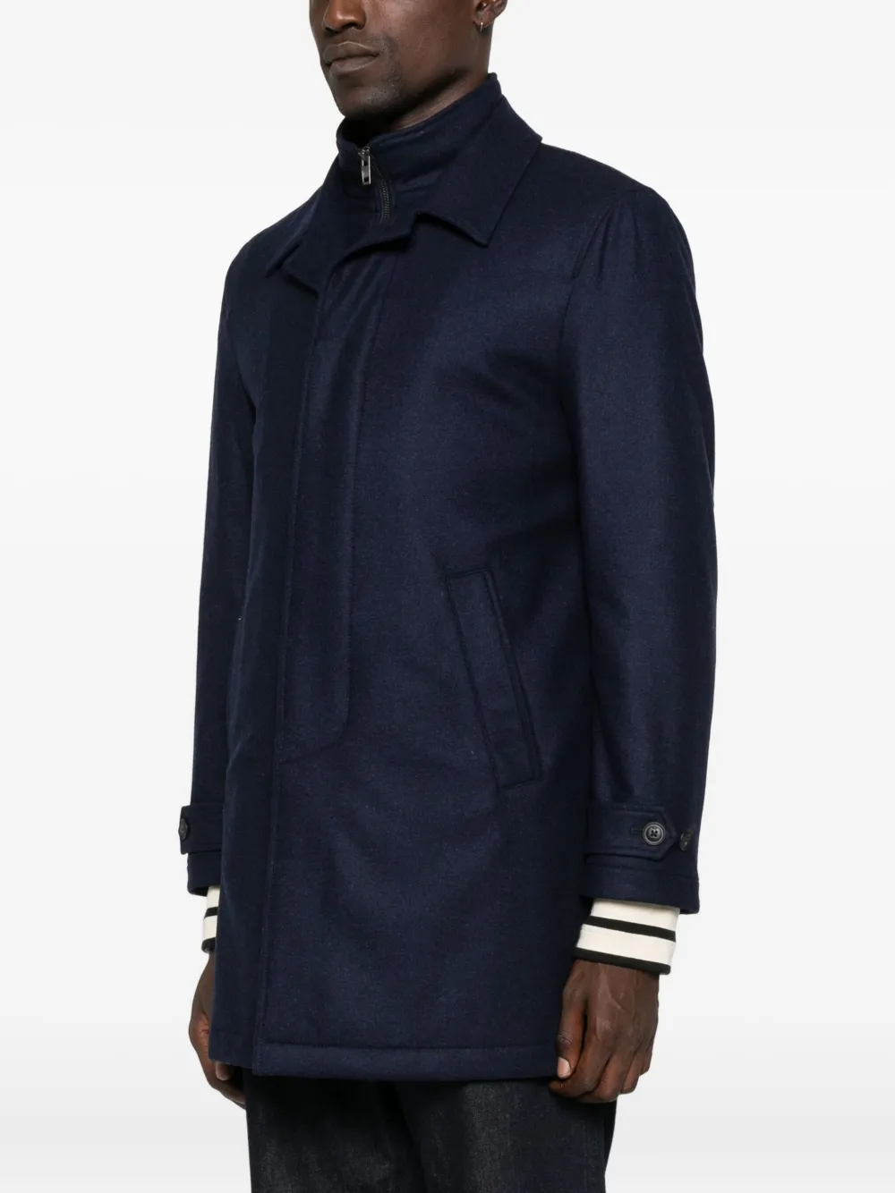 Fay Wollen jas met rits Blauw