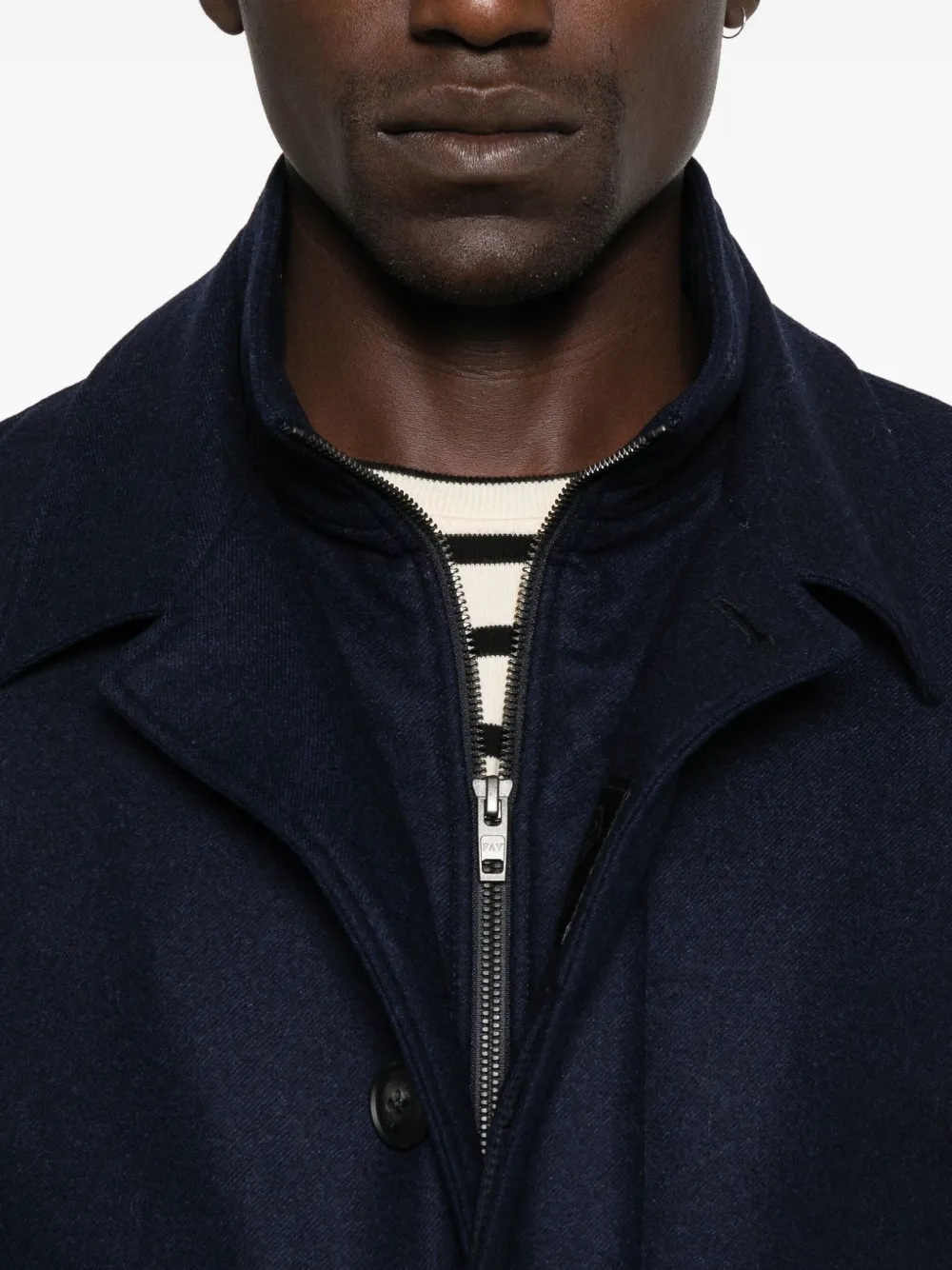 Fay Wollen jas met rits Blauw