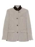 Fay herringbone velvet-collared jacket - Grey