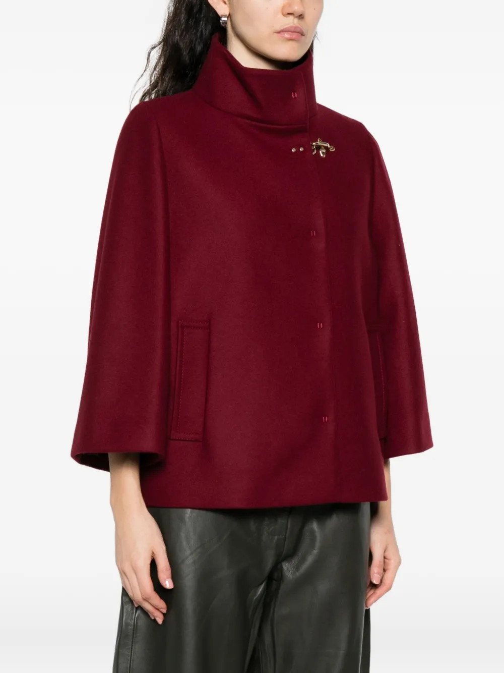 Fay High-neck Clasp Jacket In Red