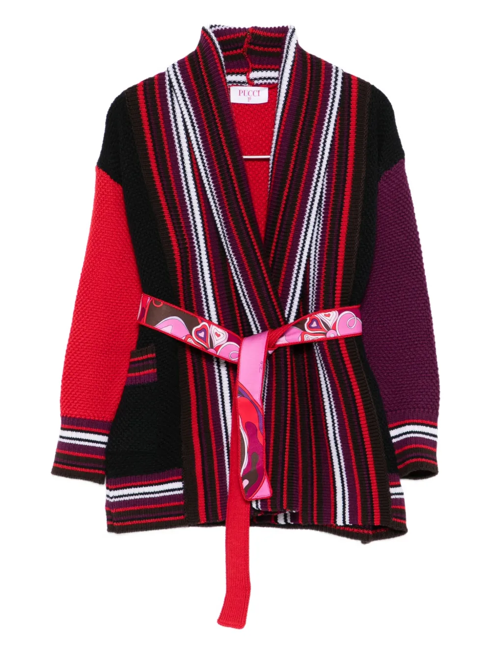 PUCCI Junior striped panelled cardigan Rood