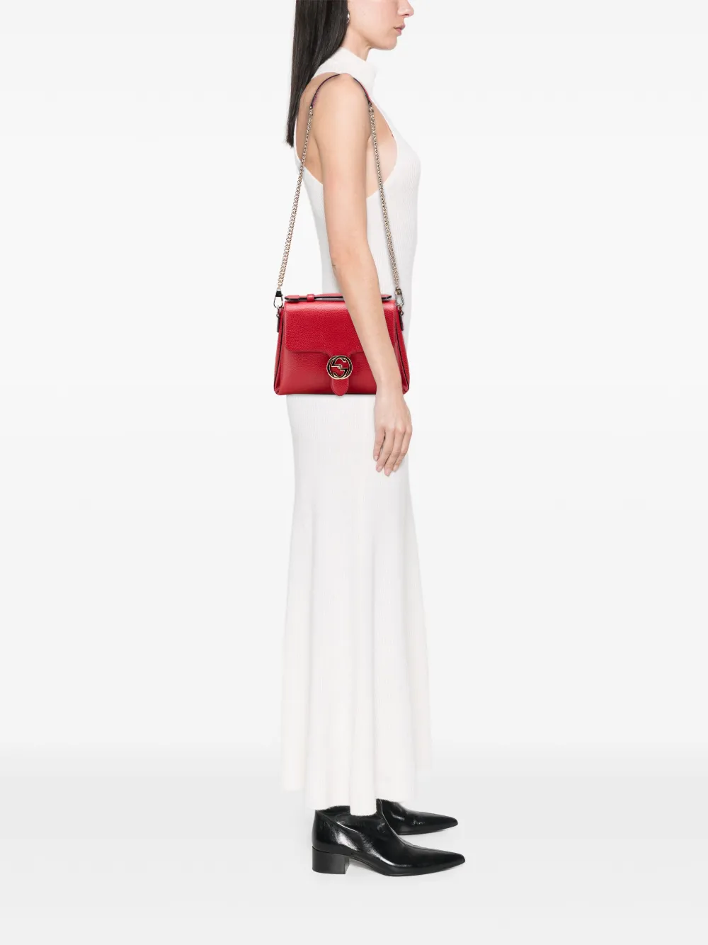 Pre-owned Gucci 2000-2015 Small Dollar Calf Interlocking G Satchel In Red