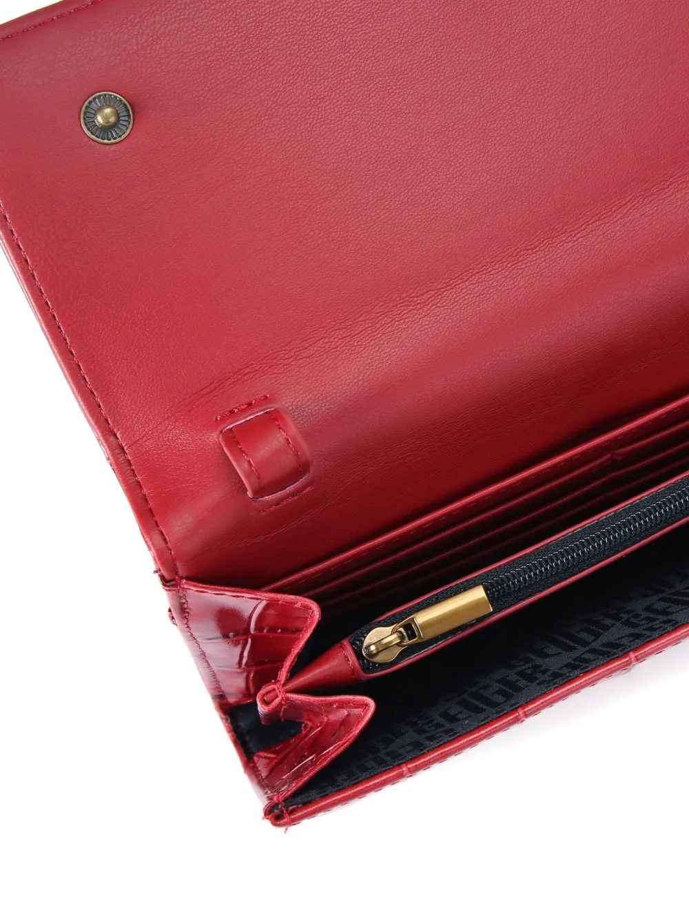 Kurt Geiger Crocodile-effect Chain Wallet In Red