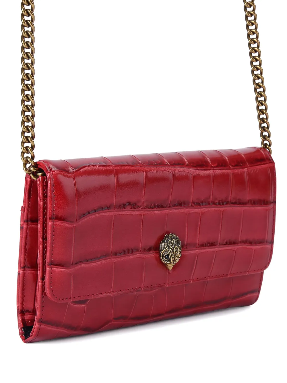 Kurt Geiger Crocodile-effect Chain Wallet In Red