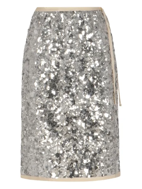 Prada sequin-embellished side-tie midi skirt